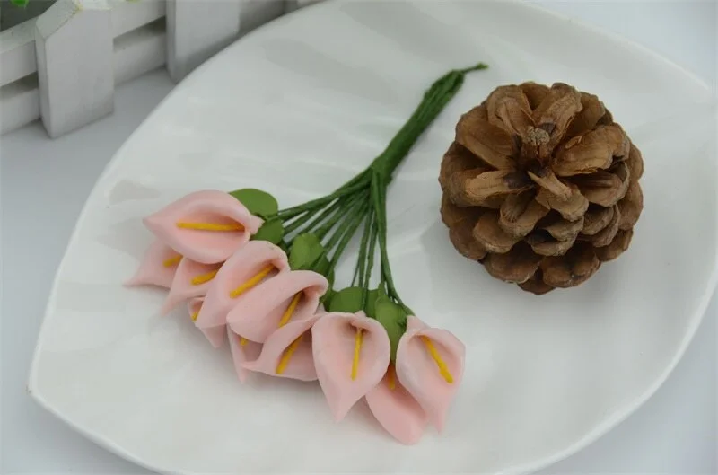 24pcs Real touch PE  Mini Calla lily artificial flowers Heads wedding decoration Multicolor Handmade DIY Scrapbooking