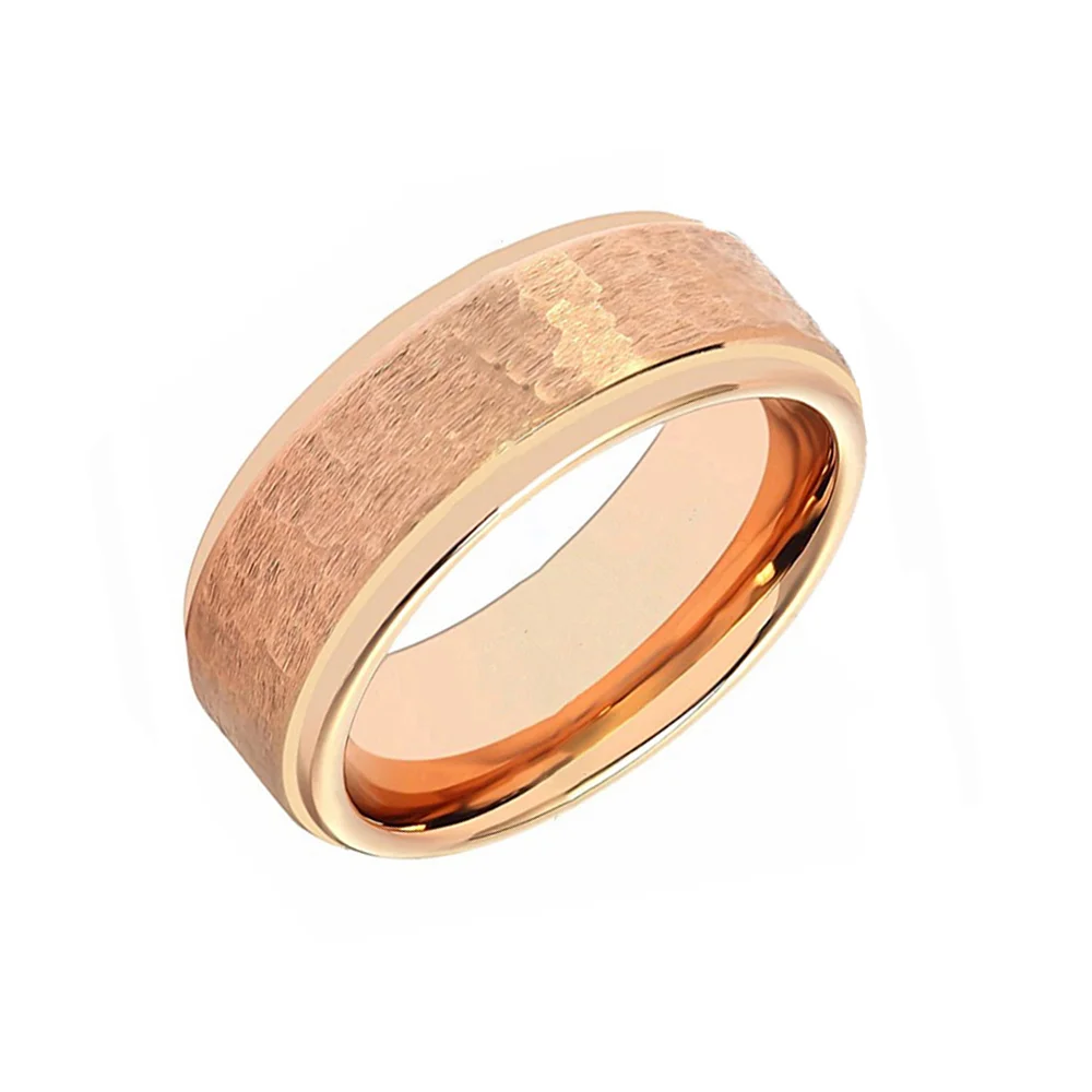 6MM 8MM Tungsten Carbide Rose Gold Plated Men Rings Engagement Wedding
