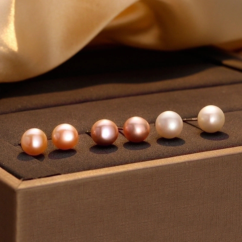 1 Pair 925 Sterling Silver Pearl Geometric Ear Studs