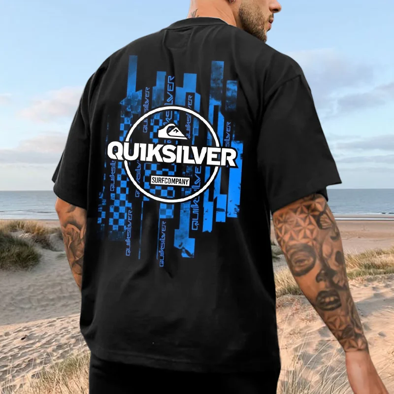 Oversized Men's Vintage Surf Print Beach Resort T-Shirt