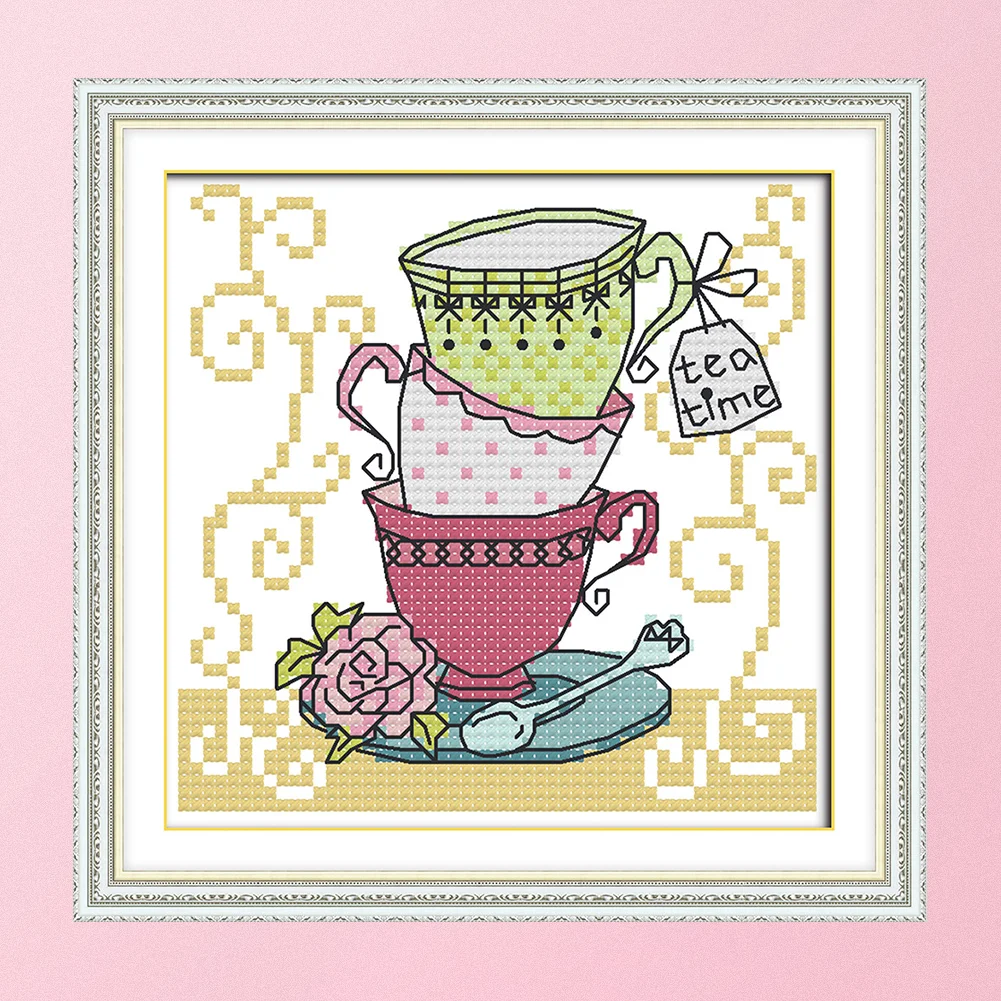 14ct Stamped Cross Stitch - Teacup(15*14cm)