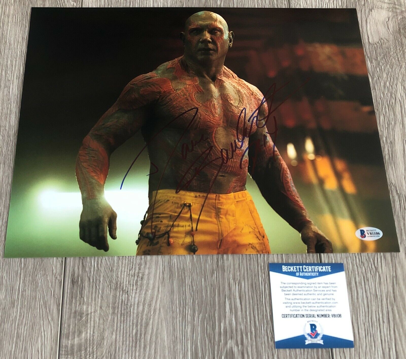 DAVE BAUTISTA GUARDIANS OF THE GALAXY SIGNED 11x14 Photo Poster painting BECKETT COA EXACT PROOF