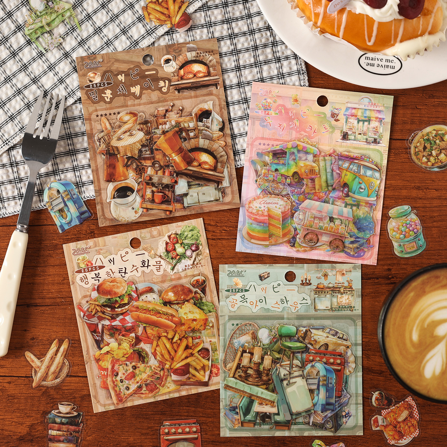 PET 스티커 - 식품 연구 학회 시리즈 빈티지 케이크 커피