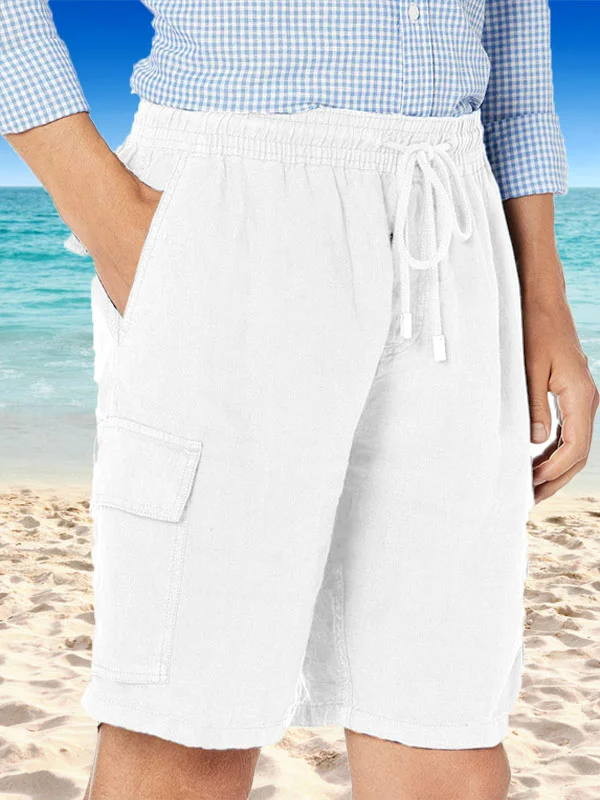 Multi-pocket design Cotton And Linen Shorts