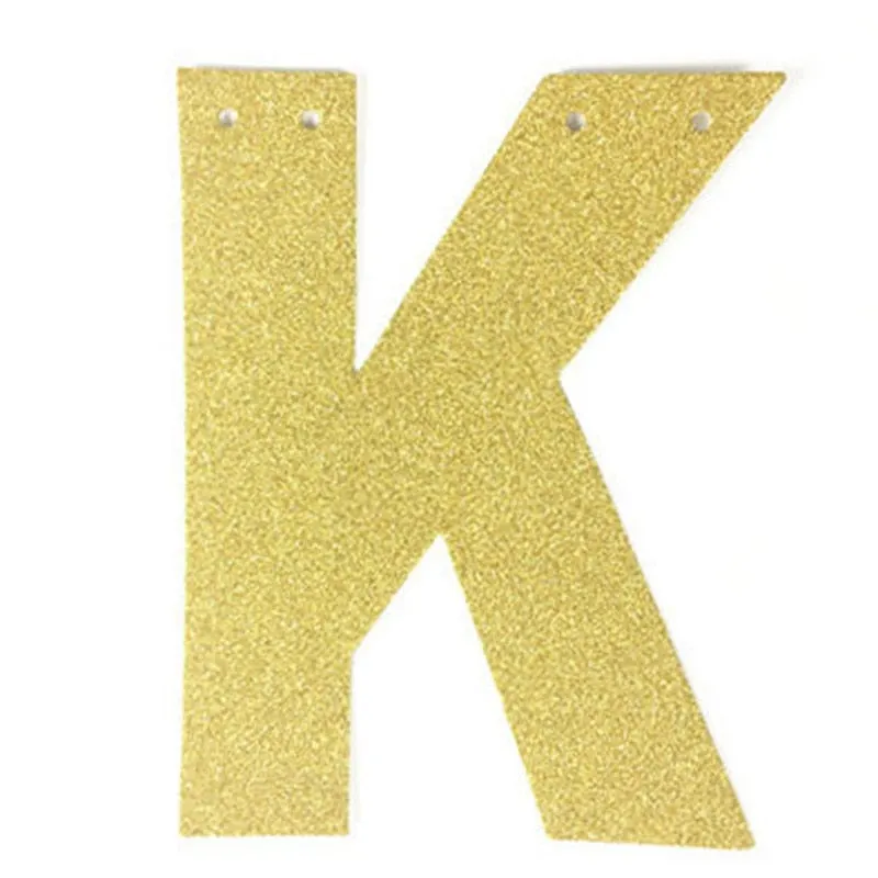 1Pcs/lot 13cm Personalized DIY Gold Glitter Paper Letter Banner Hanging Flags for Wedding Birthday Party Festival Decorations