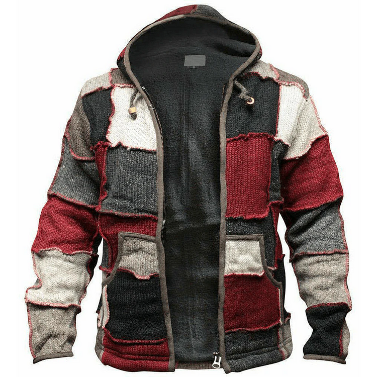 VChics Fairman Island Colorblock Warmth Jacquard Retro Zipper Sweater Cardigan