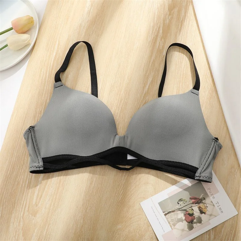 FINETOO Women Deep V Bra Sexy Push Up Bra Ladies Seamless Top Wire Free Lingerie Female Solid Color Bralette Intimates Brassiere