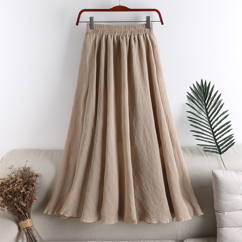Casual Cotton Linen High Waist Gathered Skirt wearshes