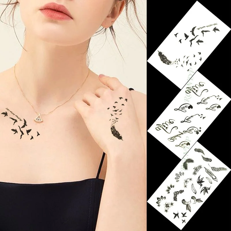 Waterproof Temporary Tattoo Sticker mandala henna bird feather body art tatto flash tatoo fake tattoos for girl women men 4