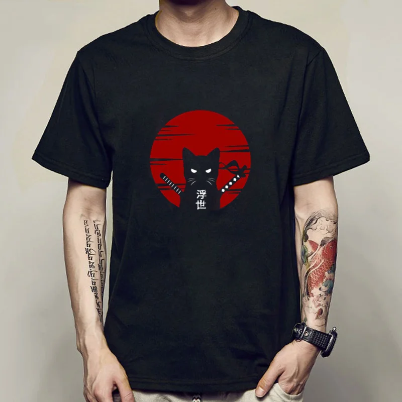 Dark Style Samurai Cat T-shirt Techwear Shop