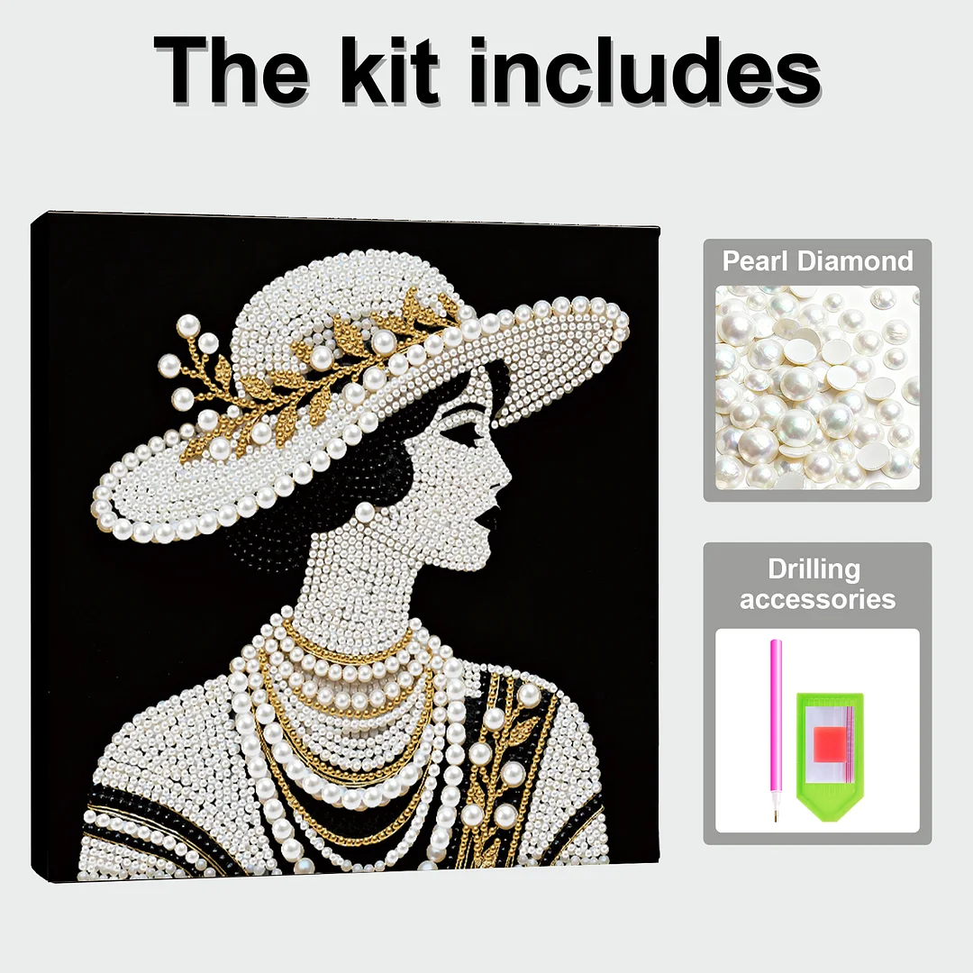Lady DIY Pearl Art Diamond Painting Kit for Adults Home Decor 25x25cm With Frame