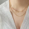 Double Layer Collarbone Golden Silver Necklace