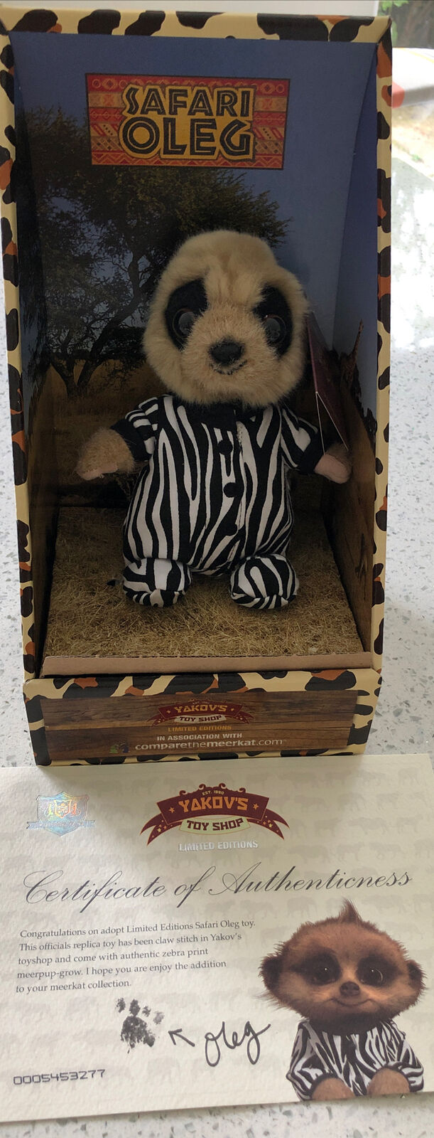 Yakov's Toyshop Safari Oleg Limited Edition boxed meerkat & certificate!