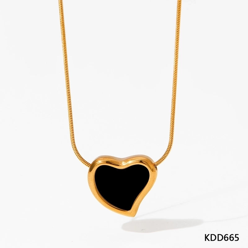 304 Stainless Steel 16K Gold Plated White Gold Plated Gold Plated Casual Minimalist Plating Inlay Heart Shape Artificial Gemstones Necklace