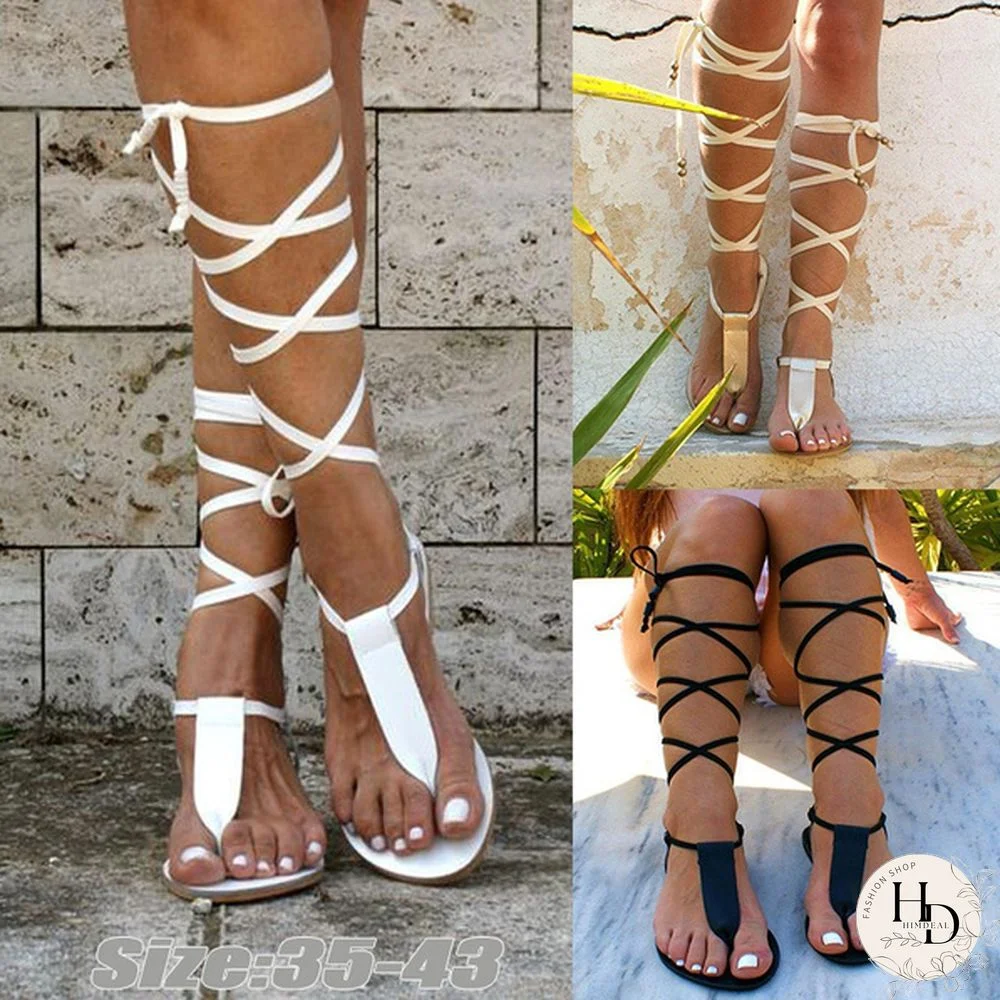 Summer Women New Flat Bottom Non Slip Leg Ring Sandals Flip Flop Women Beach Sandals Slippers