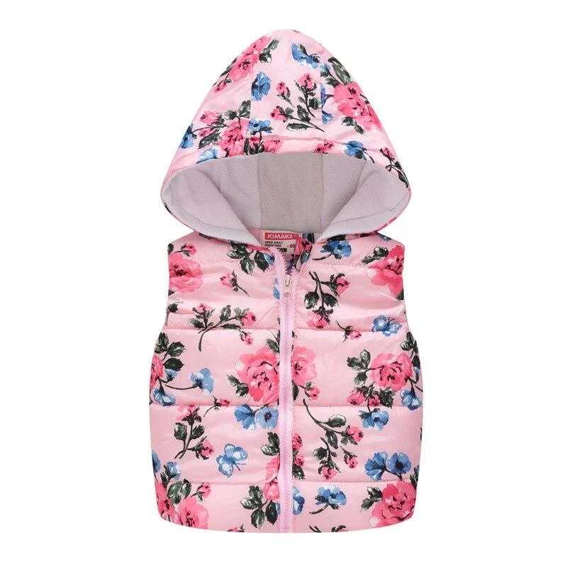 2020 new autumn and winter casual printed flower vest sleeveless top girl jacket girl vest child jacket