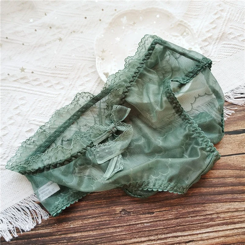 French Sexy Panties Women's Cotton Underwear Fashion Bow Underpants Low Waist Seamless Panties Girl Mesh Briefs Female Lingerie