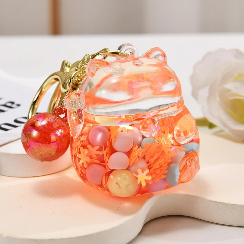 Cute Lucky Cat Arylic Unisex Bag Pendant Keychain