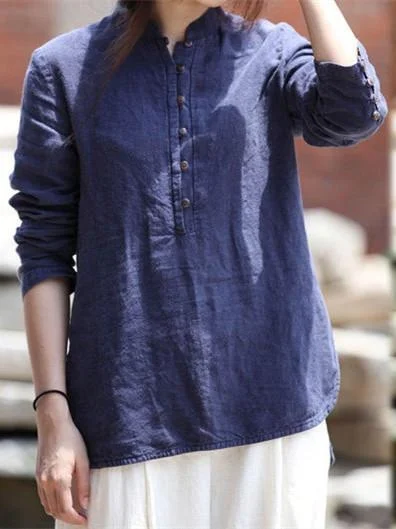 Women's casual cotton hemp loose top