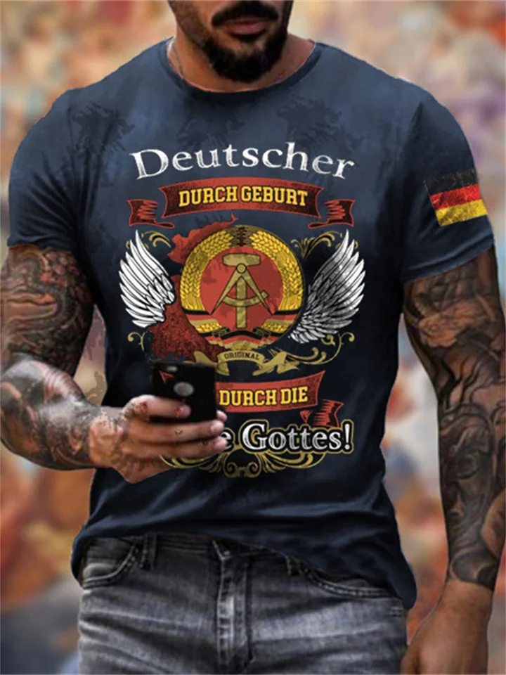 Printed DEUTSCHER Men's Cotton Short Sleeve