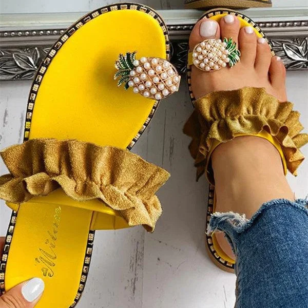 Women plus size clothing Women's Summer Pineapple Toe Ring Sandals-Nordswear