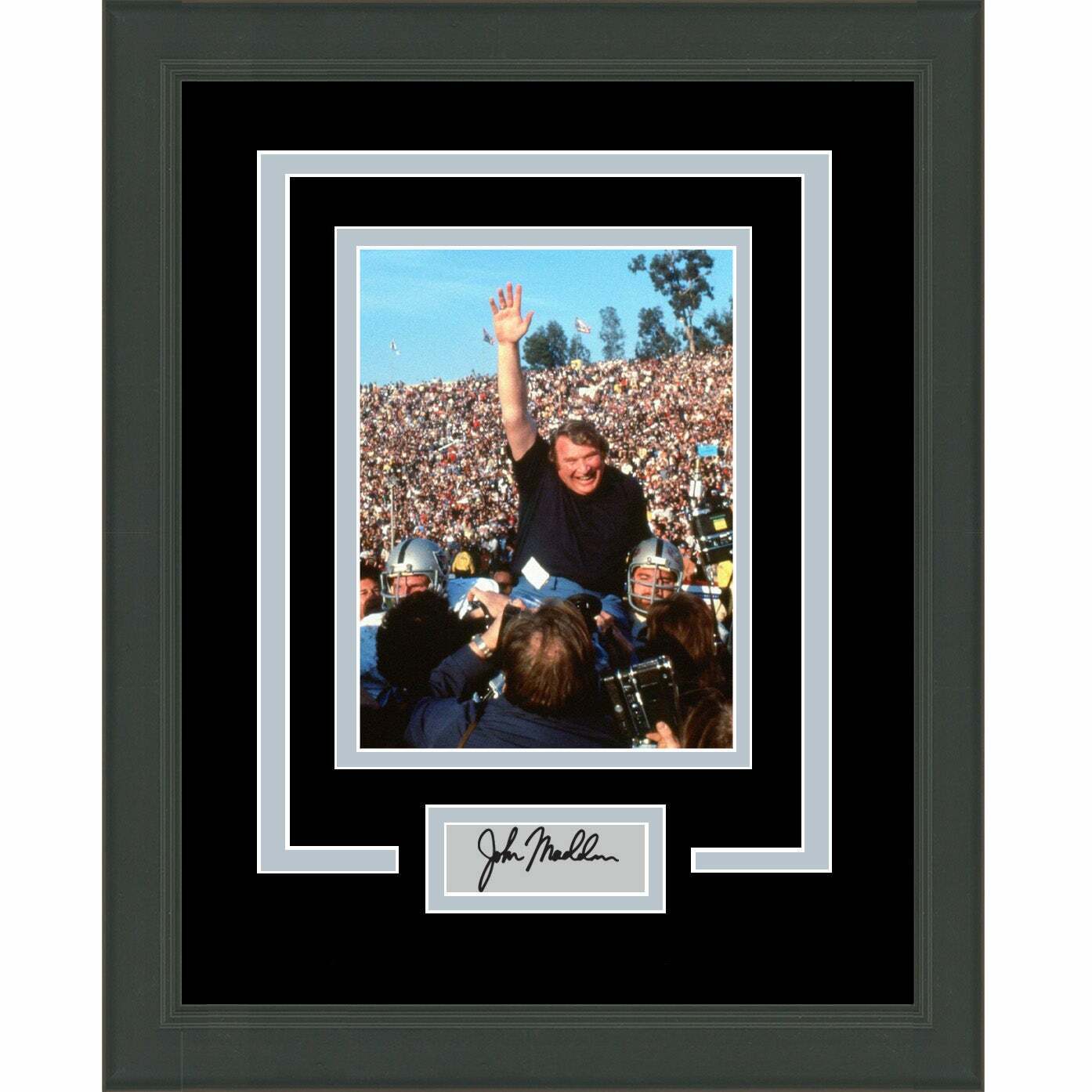 Framed John Madden Facsimile Laser Engraved Signature Auto Oakland Raiders Photo Poster painting