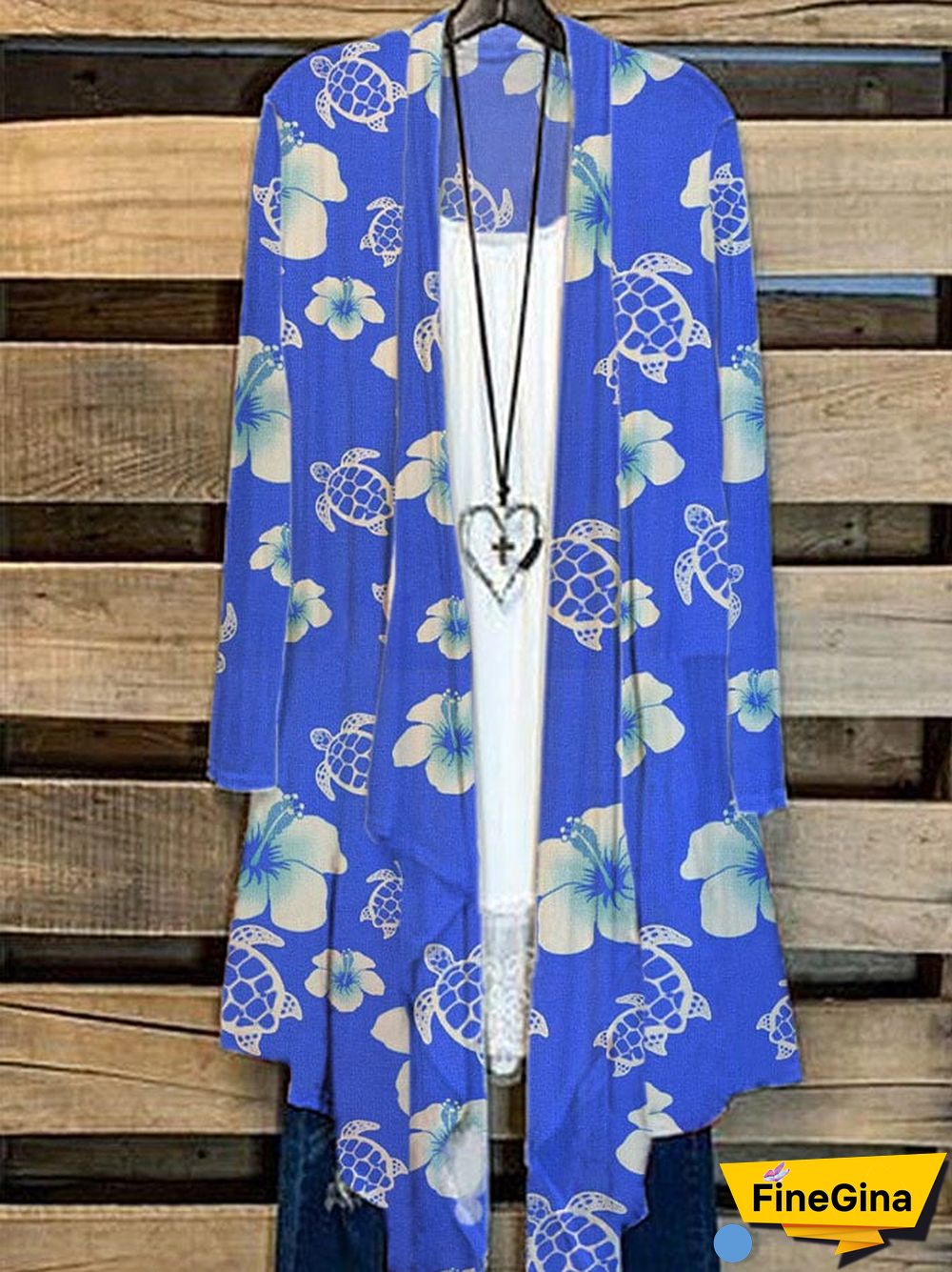 Women's Hawaiian Hibiscus Turtle Print Cardigan