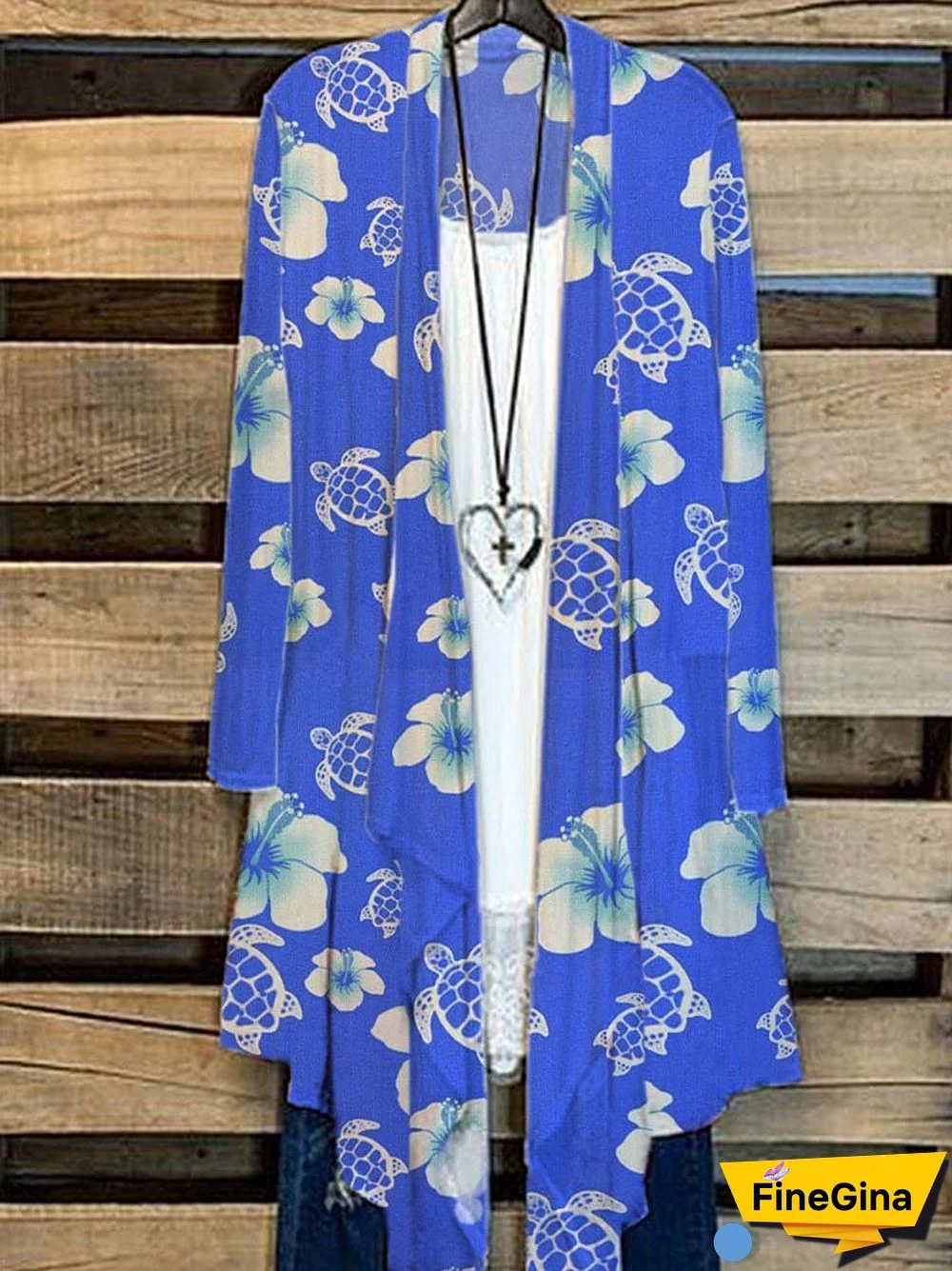 Women's Hawaiian Hibiscus Turtle Print Cardigan