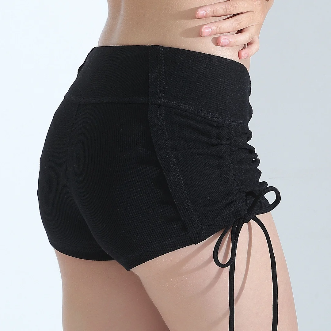 Sports Lace Rib Fabric Yoga Pants Shorts Women's Slimming Casual
