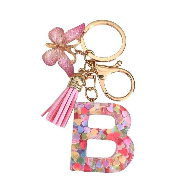 Classic Style Commute Letter Butterfly Resin Unisex Bag Pendant Keychain