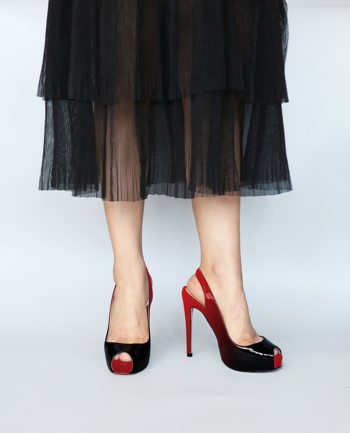 120mm Women's Strap Slingback Sandals Peep Toe Platform Stilettos Patent Heels-MERUMOTE