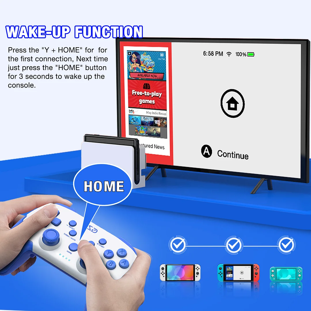 DinoFire Wireless Controller Replacement for Nintendo Switch Controller for Switch/Switch Lite/OLED(Orange)