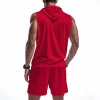 Men's Loose-Fit Casual Hooded Vest And Shorts Athletic Set by Inlyline