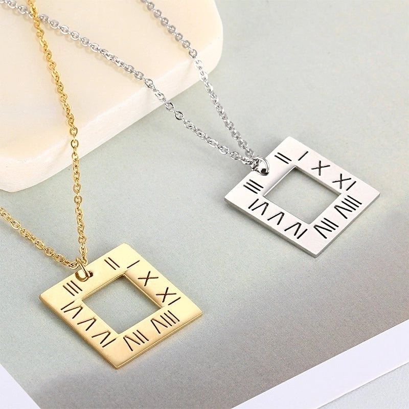 Fashion Letter Titanium Steel 18K Gold Plated Plating Pendant Necklace