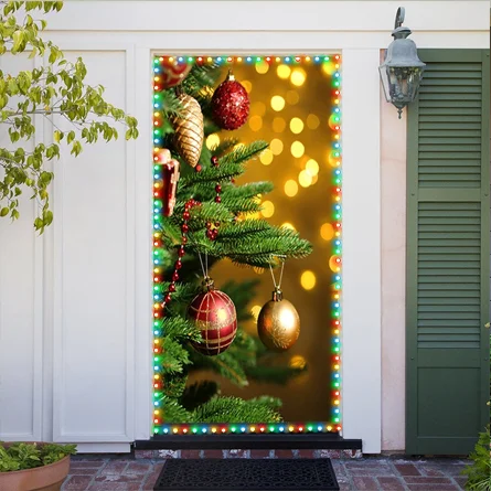 Decorated Tree Door Cover - Christmas Door Covers - Outdoor Christmas Decorations - Front Door Decor - Door Cover - Holiday Door Covers
