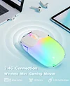 Wireless Gaming Mouse,Portable Dual Mode (2.4GHz+BT5.0) Fully Transparent Cute Mice,Battery Digital Display,RGB Backlight Rechargeable Silent Mice,for Laptop/iPad/Phone/PC/Mac