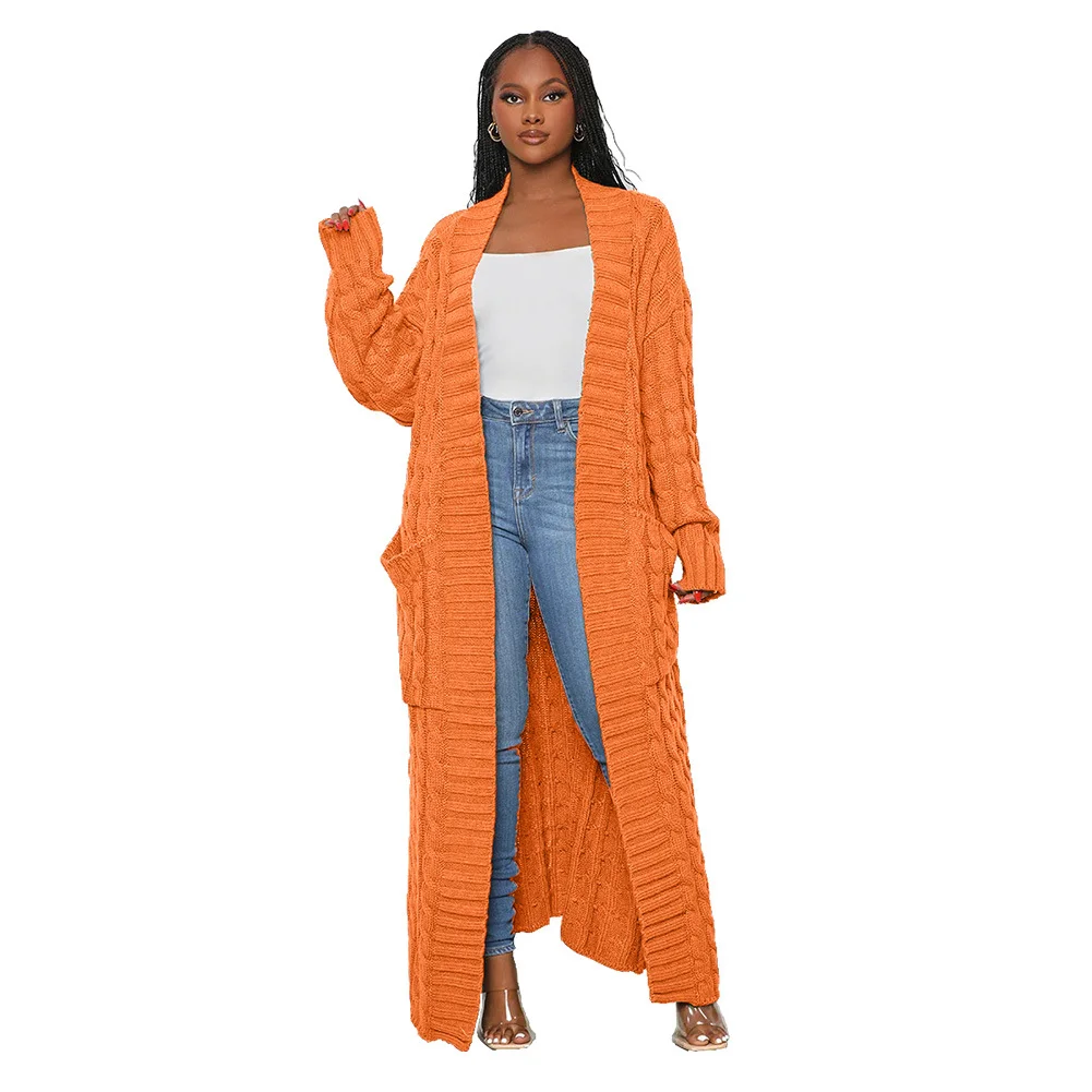 PASUXI The Most Popular Autumn and Winter Warm New Solid Color Fashion Women's Knitted Long Cardigan Jacket Women's Coat