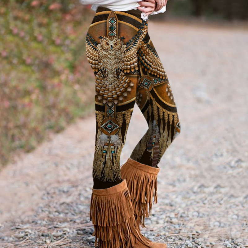  Vintage Western Print Casual Leggings Westsshops