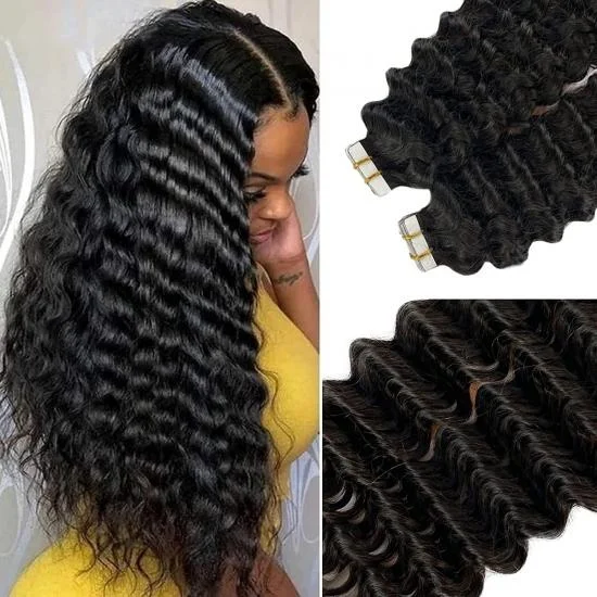 YVONNE Platinum Grade Deep Wave 100g/pack including 40pcs Tape In Human Hair Extensions 