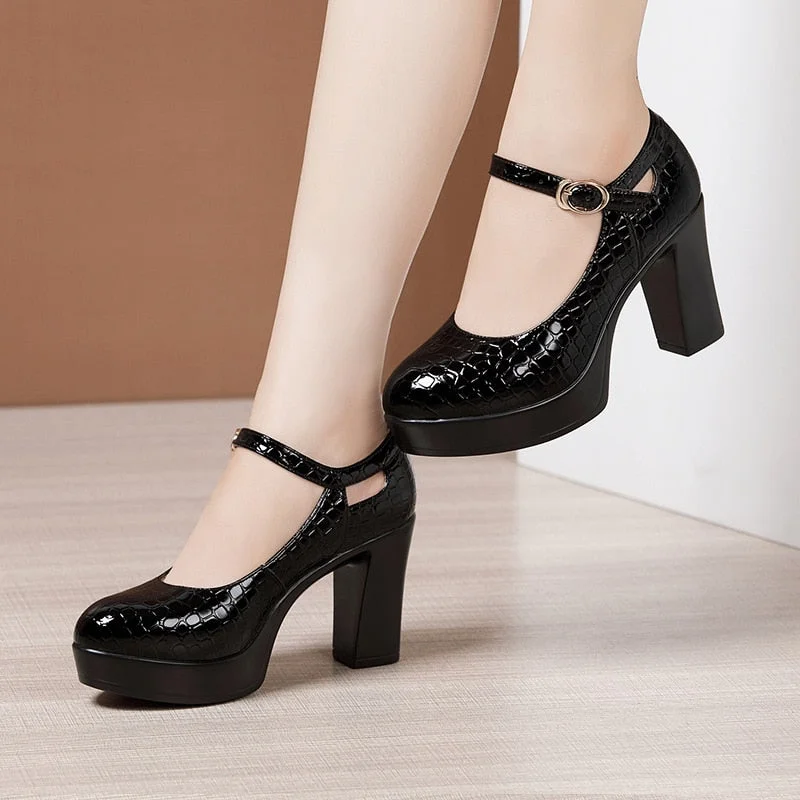2022 New Spring Autumn Casual High-heeled Shoes Sexy  Thick Heels Platform Pumps Black White Size 43  High Heels Sexy