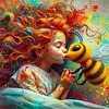 Diamond Painting-DIY Full Round Drill Watercolor Painting Bee Girl