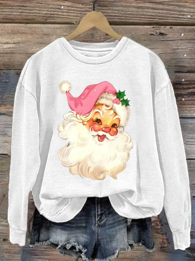 Women's Christmas Santa Claus Print Long Sleeve Sweatshirt