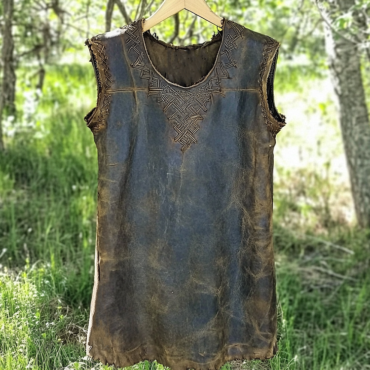 Men's Vintage Viking Rune Distressed Sleeveless Vest