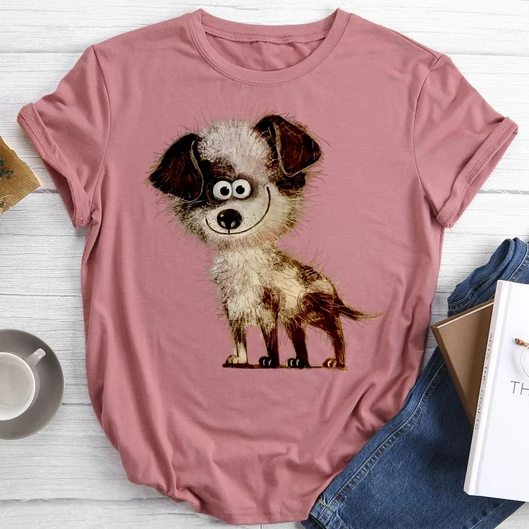 silly dog Round Neck T-shirt-0024247