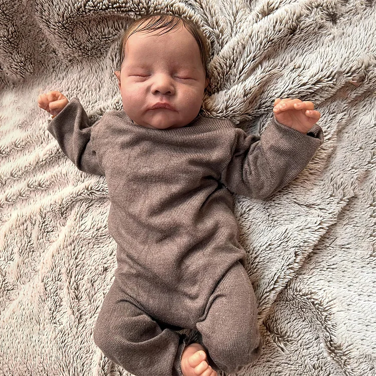 20" Newborn Sleeping Silicone Vinyl Baby Preemie Handmade Soft Lifelike Reborn Newborn Baby Doll Boy Named Qunye with Heartbeat💖 & Sound🔊 Rebornartdoll® RSAW-Rebornartdoll®