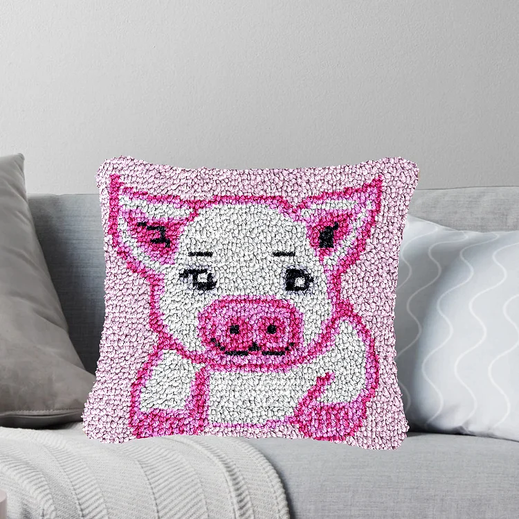 Lovely Pig Pillowcase Latch Hook Kit for Adult, Beginner and Kid veirousa