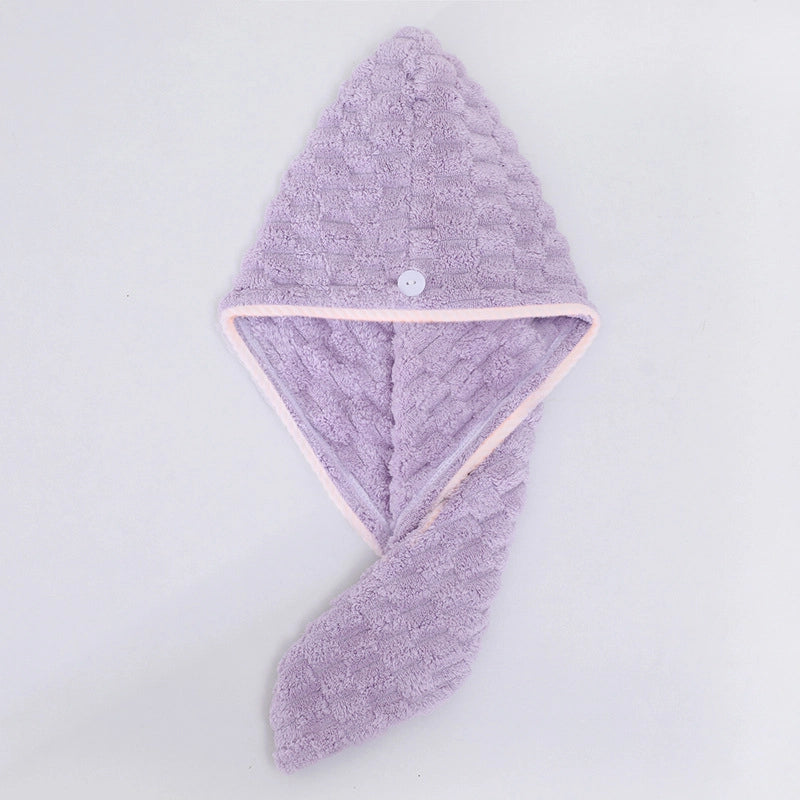 Cloud Lattice Towel Bath Towel Hair Drying Hat Shower Cap Women’s Household Water Absorbent Quick-drying Hair-free Thickened Wearable Bath