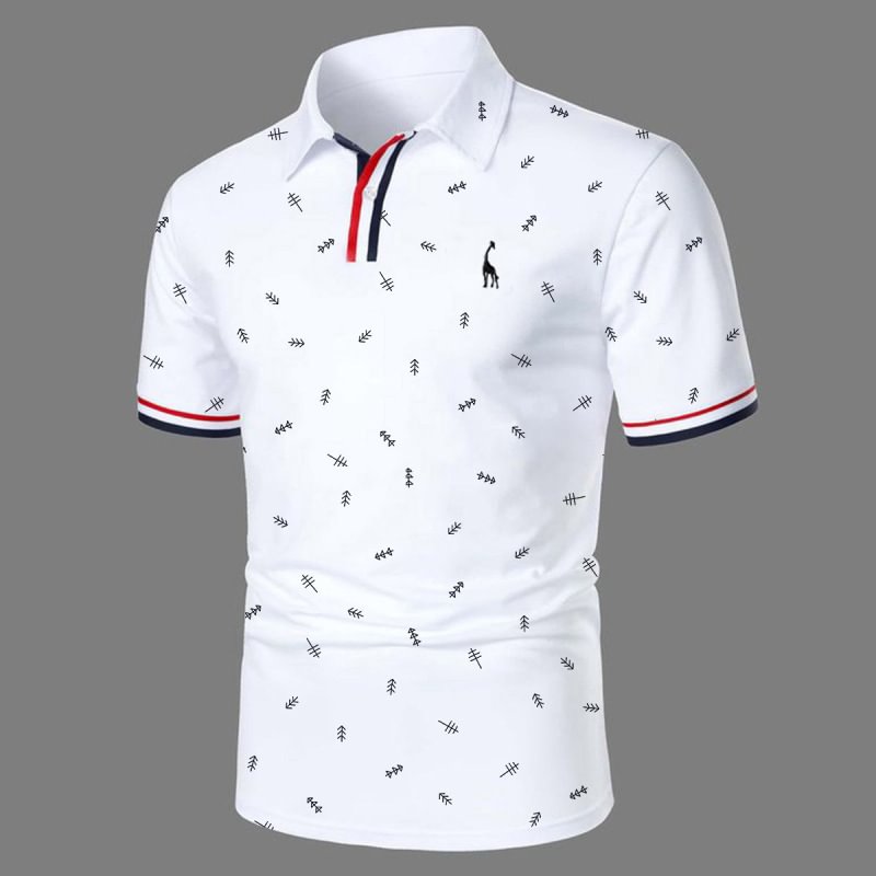 Men's print casual short-sleeved polo shirt