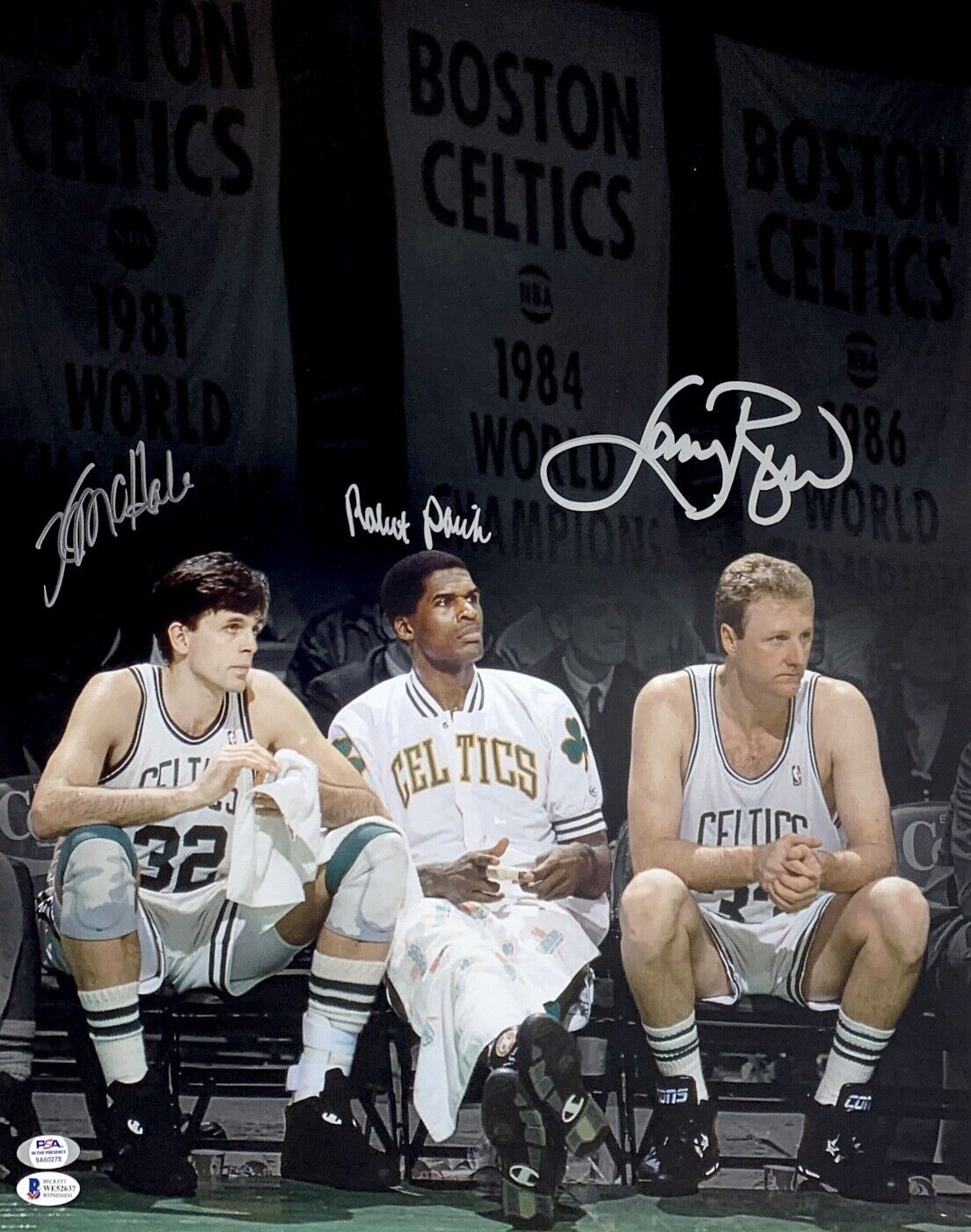 Larry Bird, Kevin McHale, Robert Parish Signed 16x20 Photo Poster painting *Celtics* PSA 9A60278