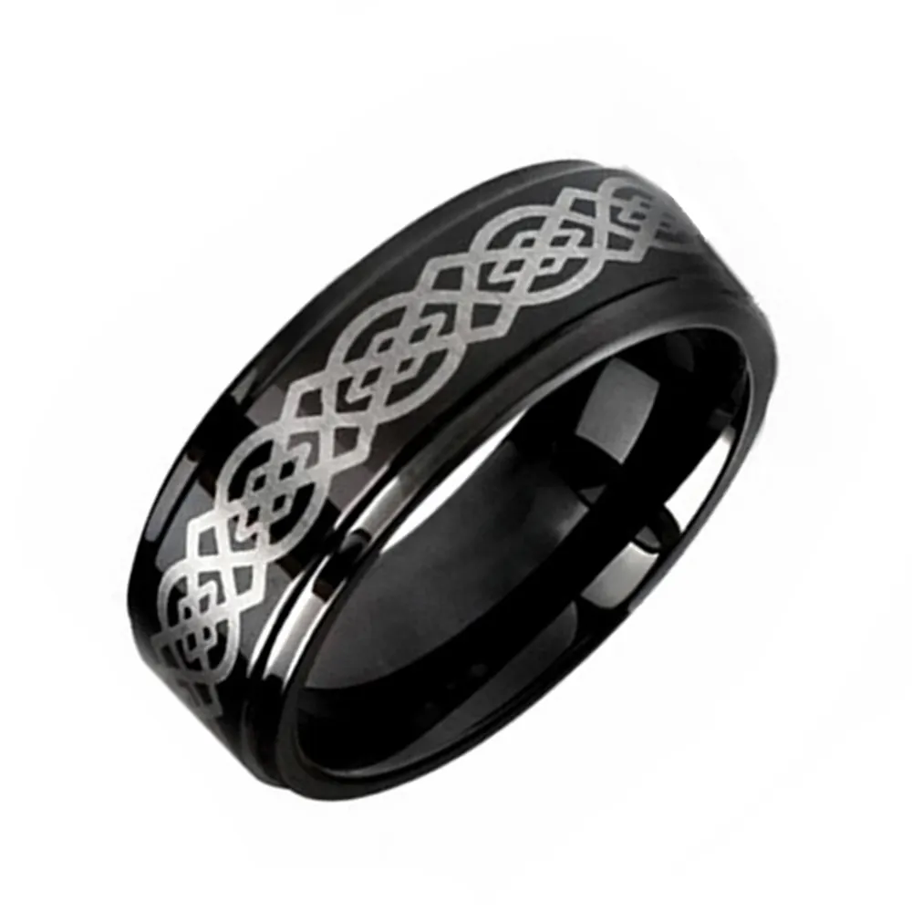 Men's Celtic Knot Tungsten Carbide Wedding Band – 8mm Brushed Finish, Polished Step Edge, Sizes 6-14 - View #6
